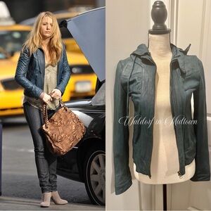 ASO Serena van der Woodsen Blue Leather Jacket